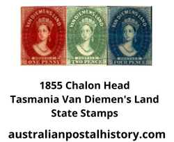 1855 Chalon Head State Stamps of Tasmania and Van Diemen's Land