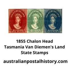 1855 Chalon Head State Stamps of Tasmania and Van Diemen's Land