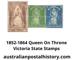 1852 Queen on Throne Victoria State Stamps