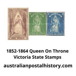 1852 Queen on Throne Victoria State Stamps
