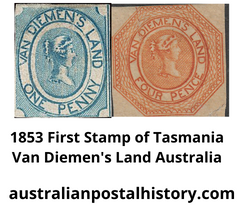 1853 first stamp of tasman van diemen's land
