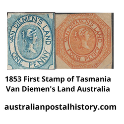 1853 first stamp of tasman van diemen's land