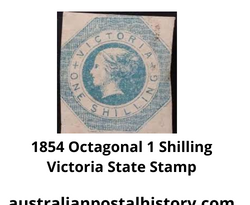 1854 Octagonal Victoria State Stamp 1 Shilling