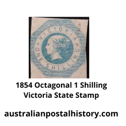 1854 Octagonal Victoria State Stamp 1 Shilling
