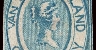 First Stamp of Tasmania Van Diiemen's Land 1853